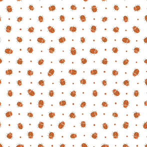 Lady bug polka dot two in dark rich terracotta orange