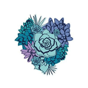 Succulent heart // embroidery template // white background