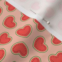 (small scale) Watermelon hearts - summer fruit - peach/red - LAD21