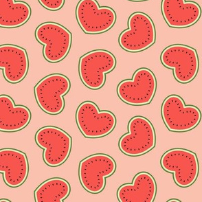 Watermelon hearts - summer fruit - peach/red - LAD21