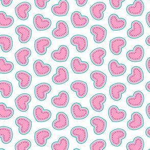 (small scale) Watermelon hearts - summer fruit - pink/white - LAD21