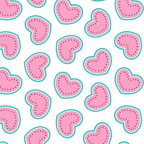 Watermelon hearts - summer fruit - pink/white - LAD21