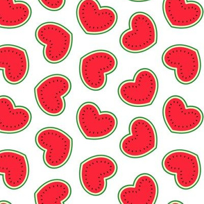 Watermelon hearts - summer fruit - red/green - LAD21