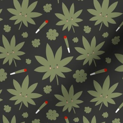 #187 Mask scale / CUTE CANNABIS GREEN BACKGROUND_04