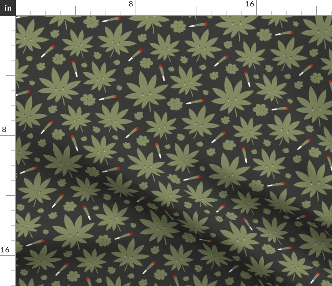 #187 Mask scale / CUTE CANNABIS GREEN BACKGROUND_04