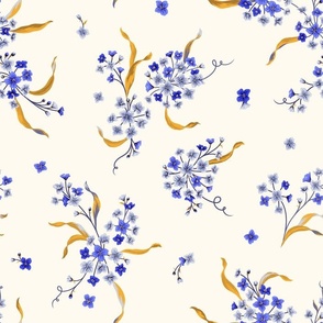 Gold&Blue Wildflowers - Ivory
