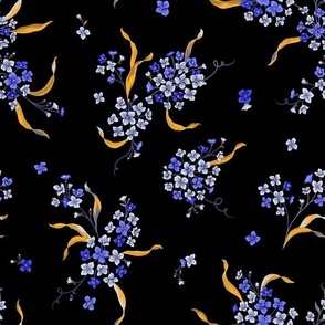 Gold&Blue Wildflowers - Black