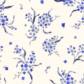 Wildflowers in shades of blue - Ivory