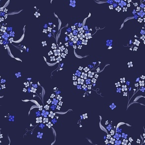 Wildflowers in shades of blue - Navy