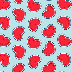 Watermelon hearts - summer fruit - red/white/blue - LAD21