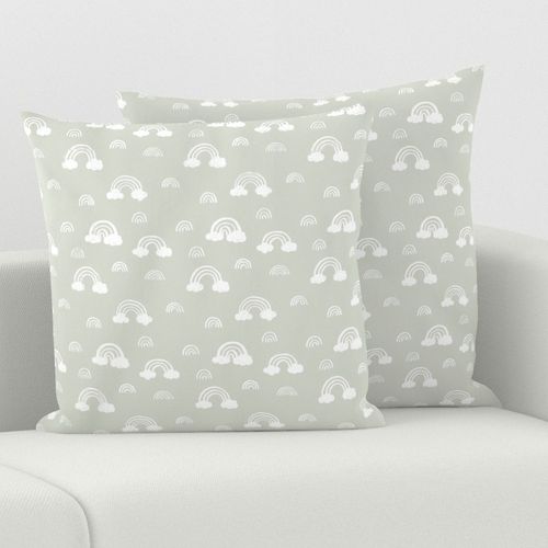 Rainbows clouds minimalist  sweet boho style nursery baby design mint mist green white