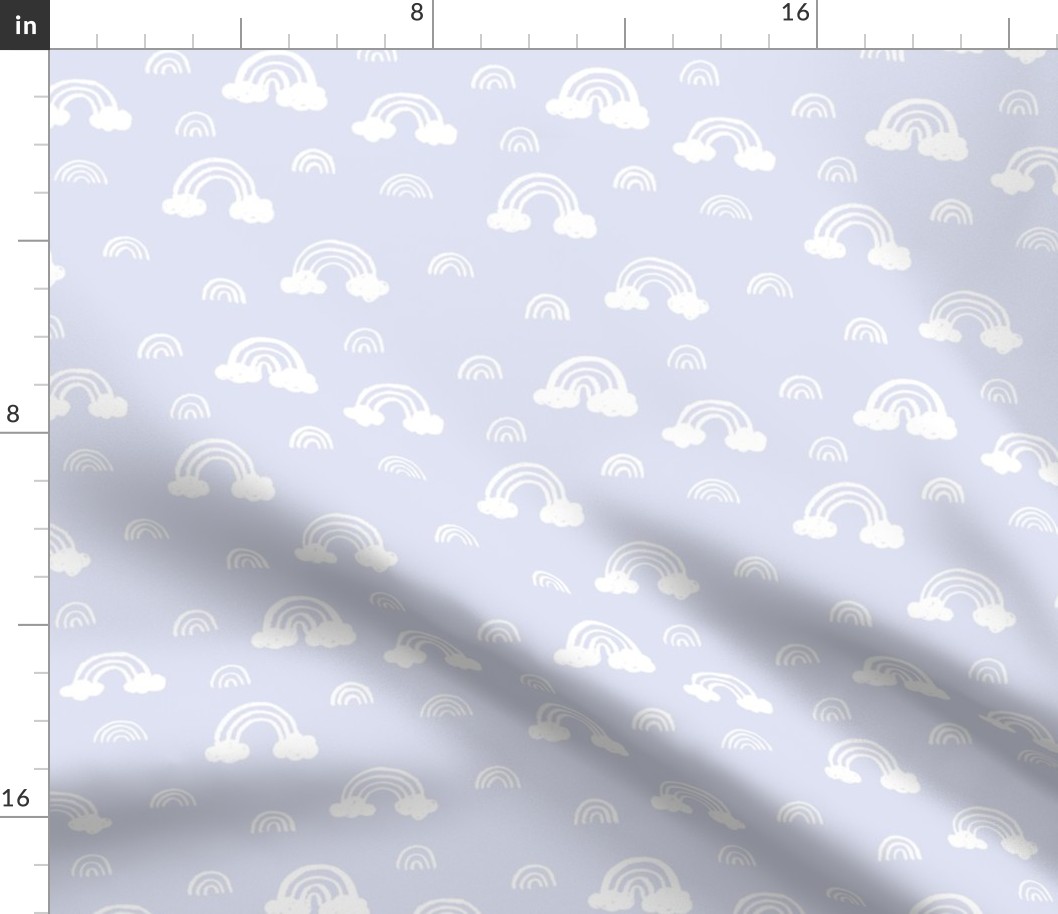 Rainbows clouds minimalist sweet boho style nursery baby design soft pastel lilac white