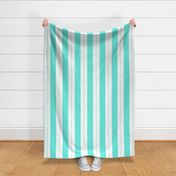 White and Aqua Blue Cabana Beach Bubble Stripes