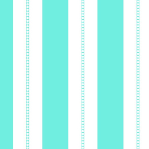 White and Aqua Blue Cabana Beach Bubble Stripes