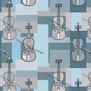 Colorful Violins Gray Blue