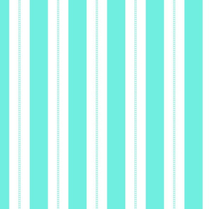 Small White and Aqua Blue Cabana Beach Bubble Stripes