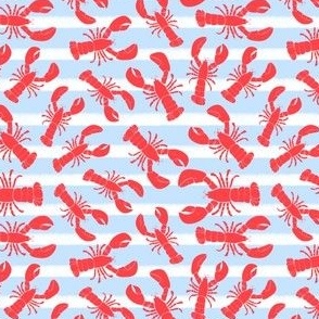 lobsters on light blue stripes