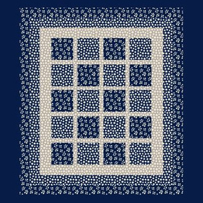 Ditsy Tiny Florals Doll Quilt Blue White Grey