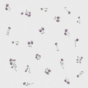 Ditsy hand-drawn plum purple floral