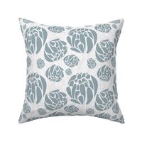 Modern Light Blue and White Floral Textured Abstract Design