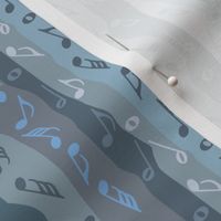 Music Notes Stripes Blue Gray