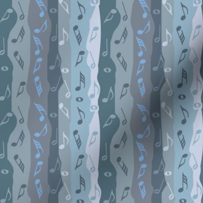Music Notes Stripes Blue Gray