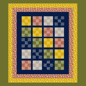 Floral Nine-Patch Doll Quilt Multi