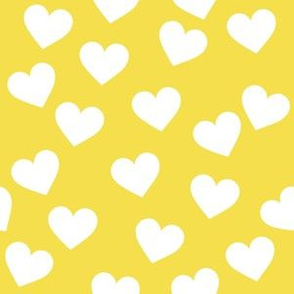 White hearts on illuminating yellow (medium)