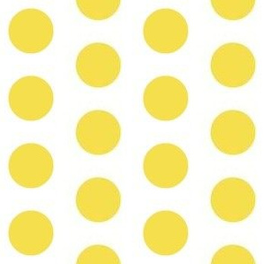 illuminating yellow on white polkadots - one inch polka dot
