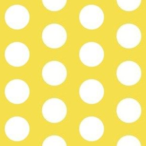 White polkadots on illuminating yellow - one inch polka dots