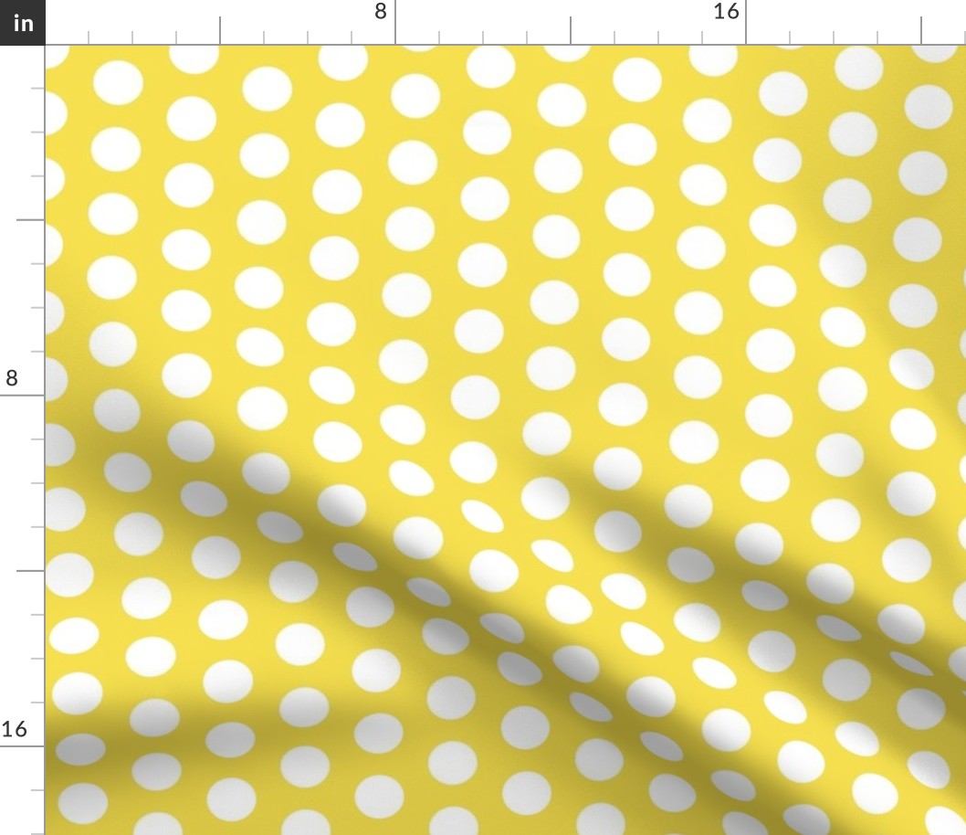 White polkadots on illuminating yellow - one inch polka dots