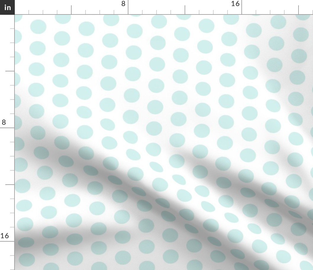 Mint polkadots on white - one inch polka dots