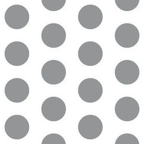 Ultimate gray on white polkadots - one inch polka dots