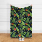 large jungle botanical toucan print 
