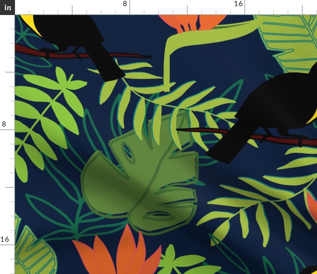 large jungle botanical toucan print 