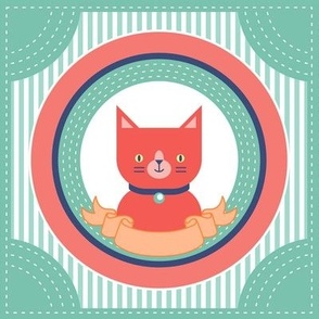 Cat Portrait Panel- Red Cats- Embroidery Template- Bright Colors-Cat Rescue- Adopt a Cat- Kitten- Kittens- Pet- Pet- Cats