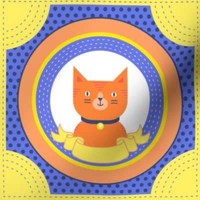 Cat Portrait Panel- Orange Tabby Cats- Embroidery Template- Bright Colors-Cat Rescue- Adopt a Cat- Kitten- Kittens- Pet- Pet- Cats