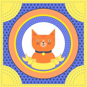 Cat Portrait Panel- Orange Tabby Cats- Embroidery Template- Bright Colors-Cat Rescue- Adopt a Cat- Kitten- Kittens- Pet- Pet- Cats