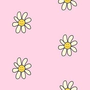 Grumpy Daisy flower on pink