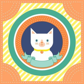 Cat Portrait Panel- White Cats- Embroidery Template- Bright Colors-Cat Rescue- Adopt a Cat- Kitten- Kittens- Pet- Pets- Cats