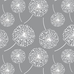 Dandelion clocks white on ultimate gray (medium)