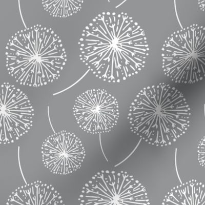 Dandelion clocks white on ultimate gray (large)