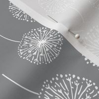 Dandelion clocks white on ultimate gray (large)