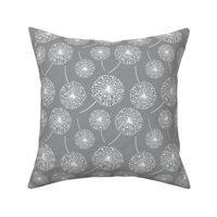 Dandelion clocks white on ultimate gray (large)