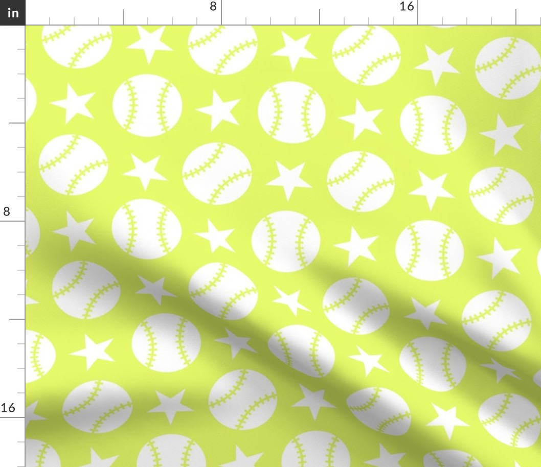 Baseball Softball Stars - Neon Yellow