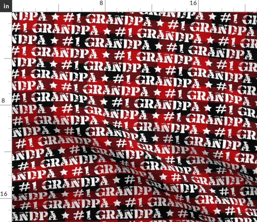 Number One Grandpa Red Buffalo Plaid - medium scale