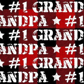 Number One Grandpa Red Buffalo Plaid - extra large scale