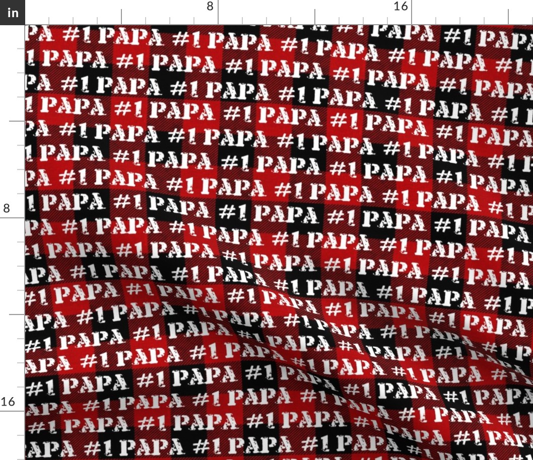 Number One Papa Red Buffalo Plaid - medium scale