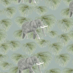 Elephant in the palms green