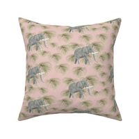 Elephant in the palms pink